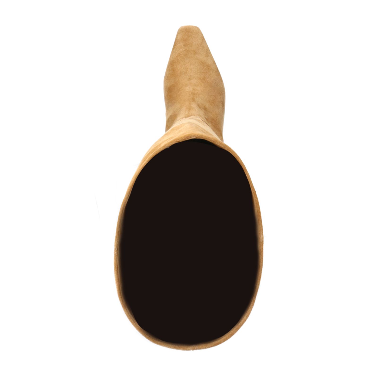 Beigefarbene Veloursleder-Stiefel mit Absatz
