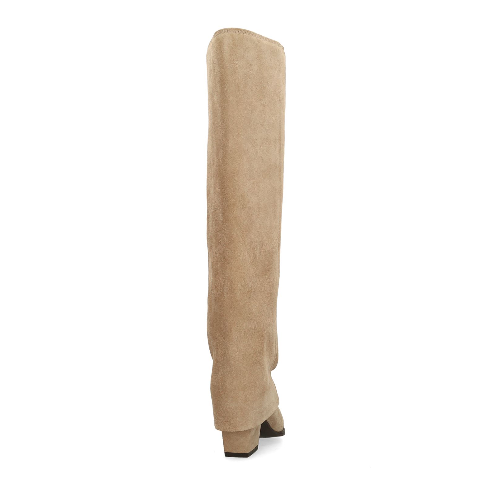 Beige suède hoge laarzen met flap