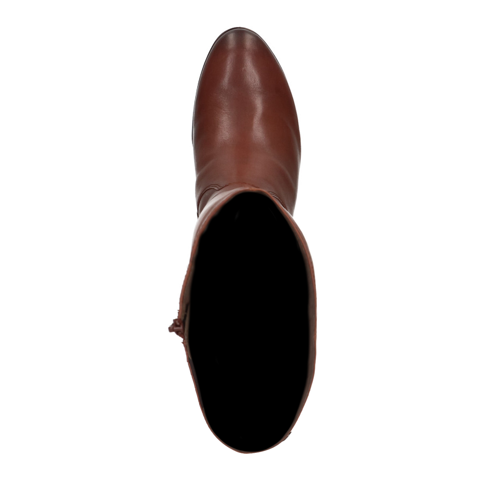 Cognacfarbene Lederstiefel mit Absatz und hohem Schaft | Hohe 