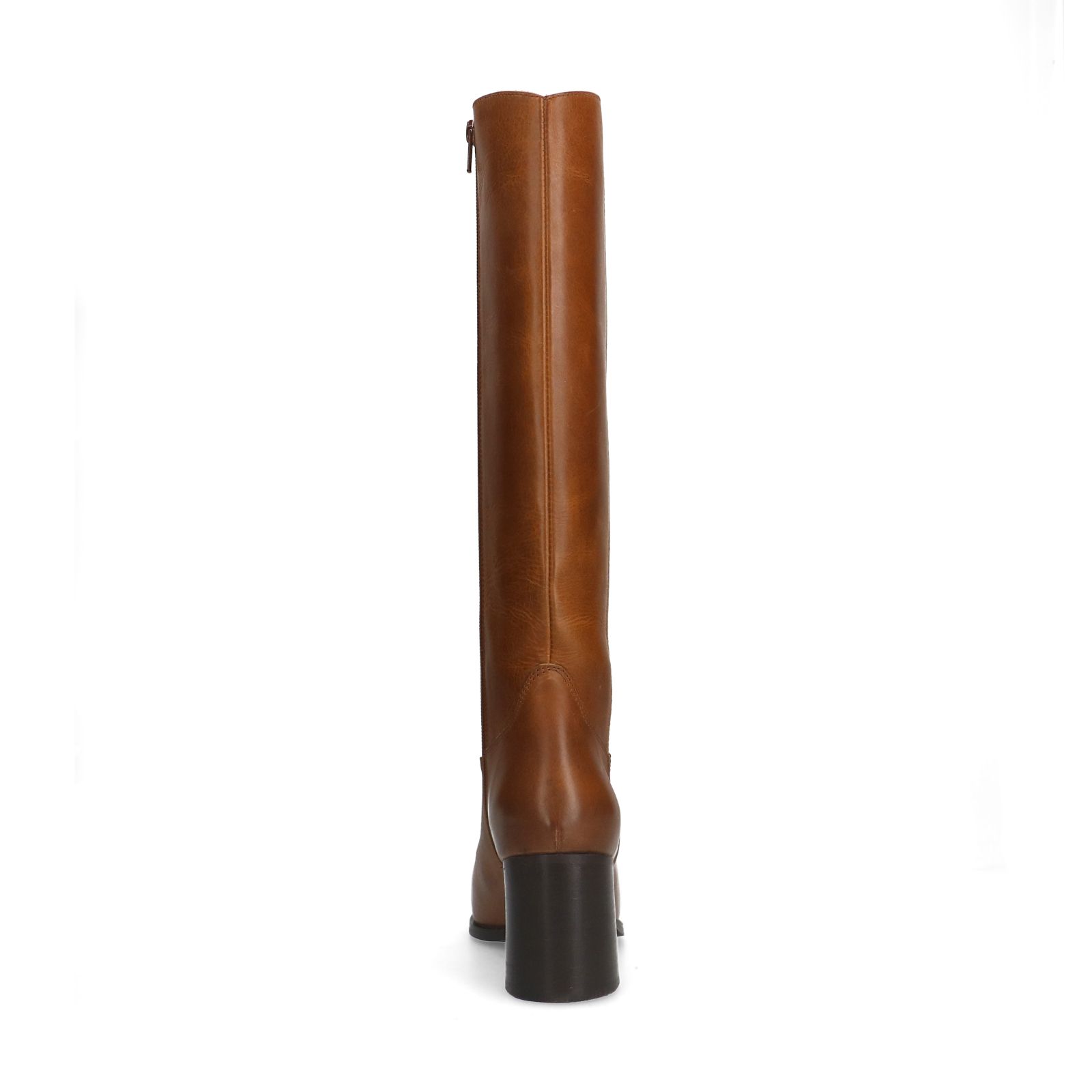 Cognac leren laarzen met hak