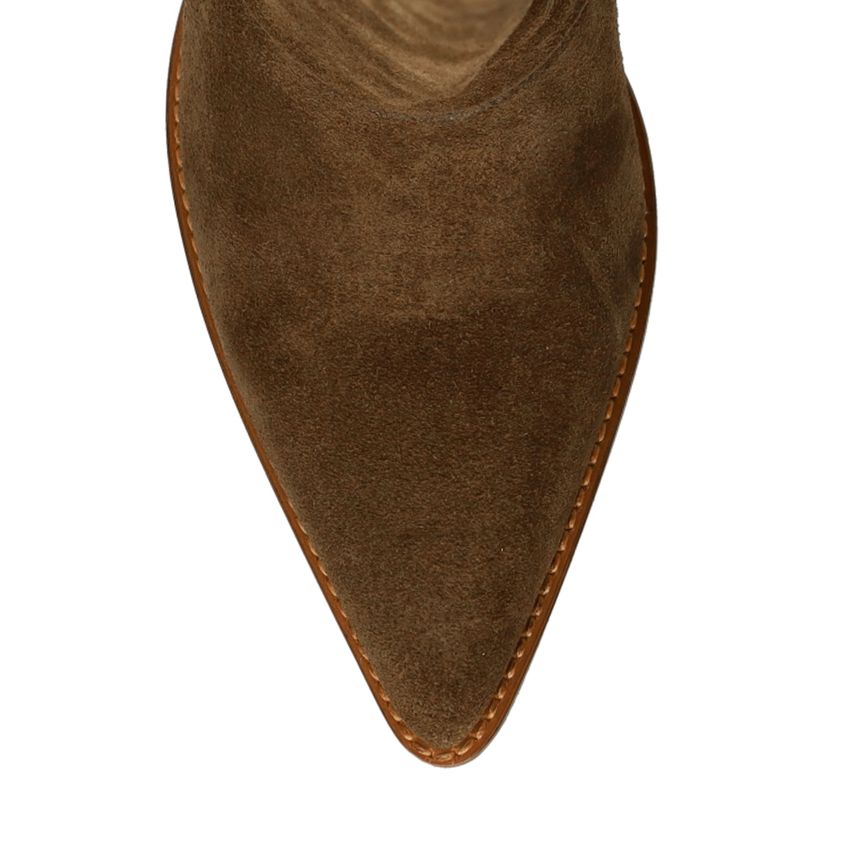 Taupefarbene Veloursleder-Stiefel mit Absatz