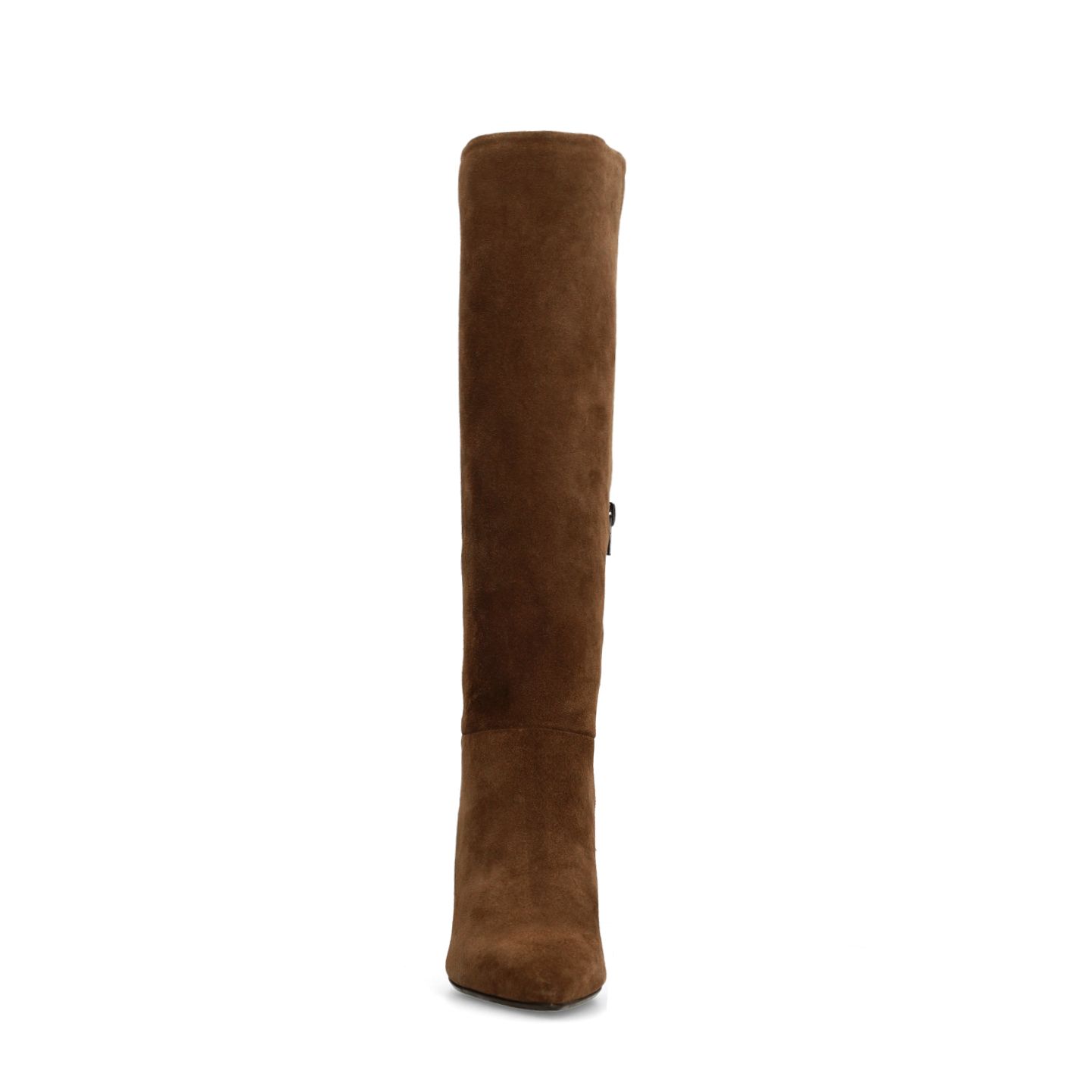 Taupefarbene Veloursleder-Stiefel mit Absatz