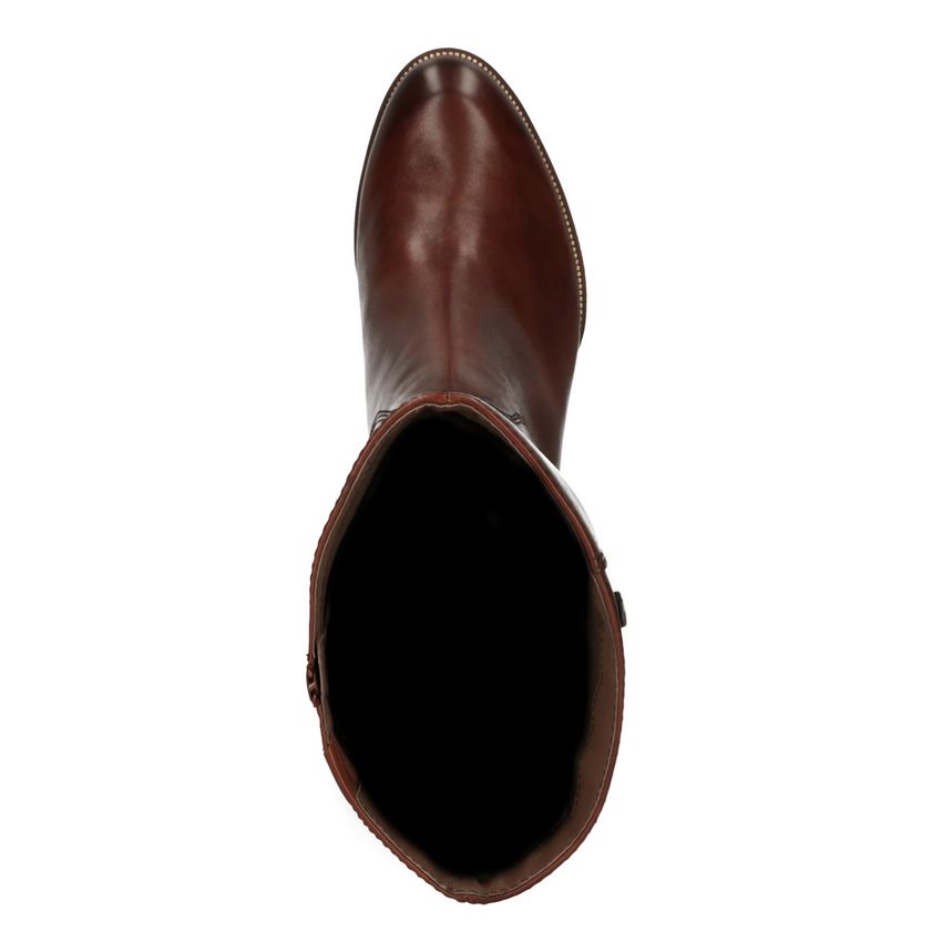 Cognacfarbene Leder-Stiefel mit Absatz