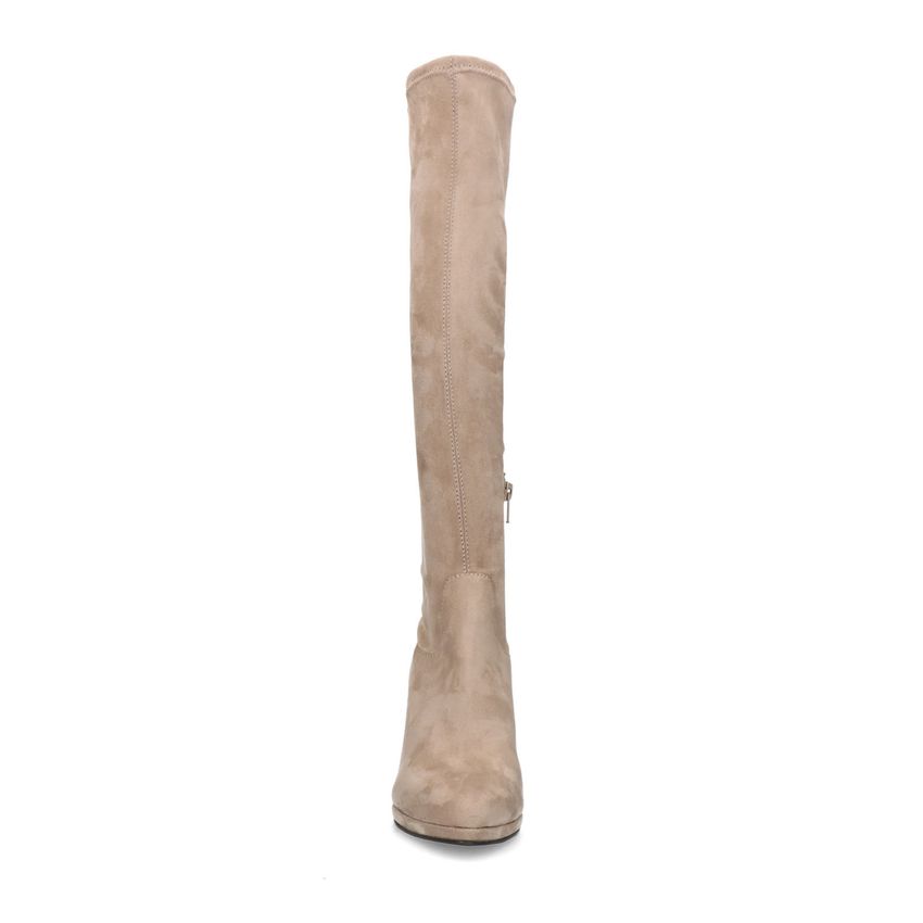 Beige stretch laarzen met hak