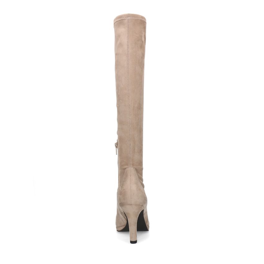 Beige stretch laarzen met hak