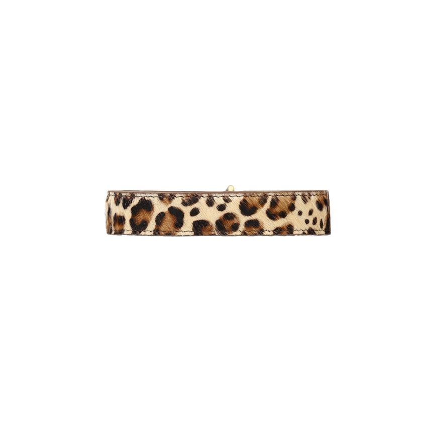 Bruine leren leopard honden halsband - S/M/L
