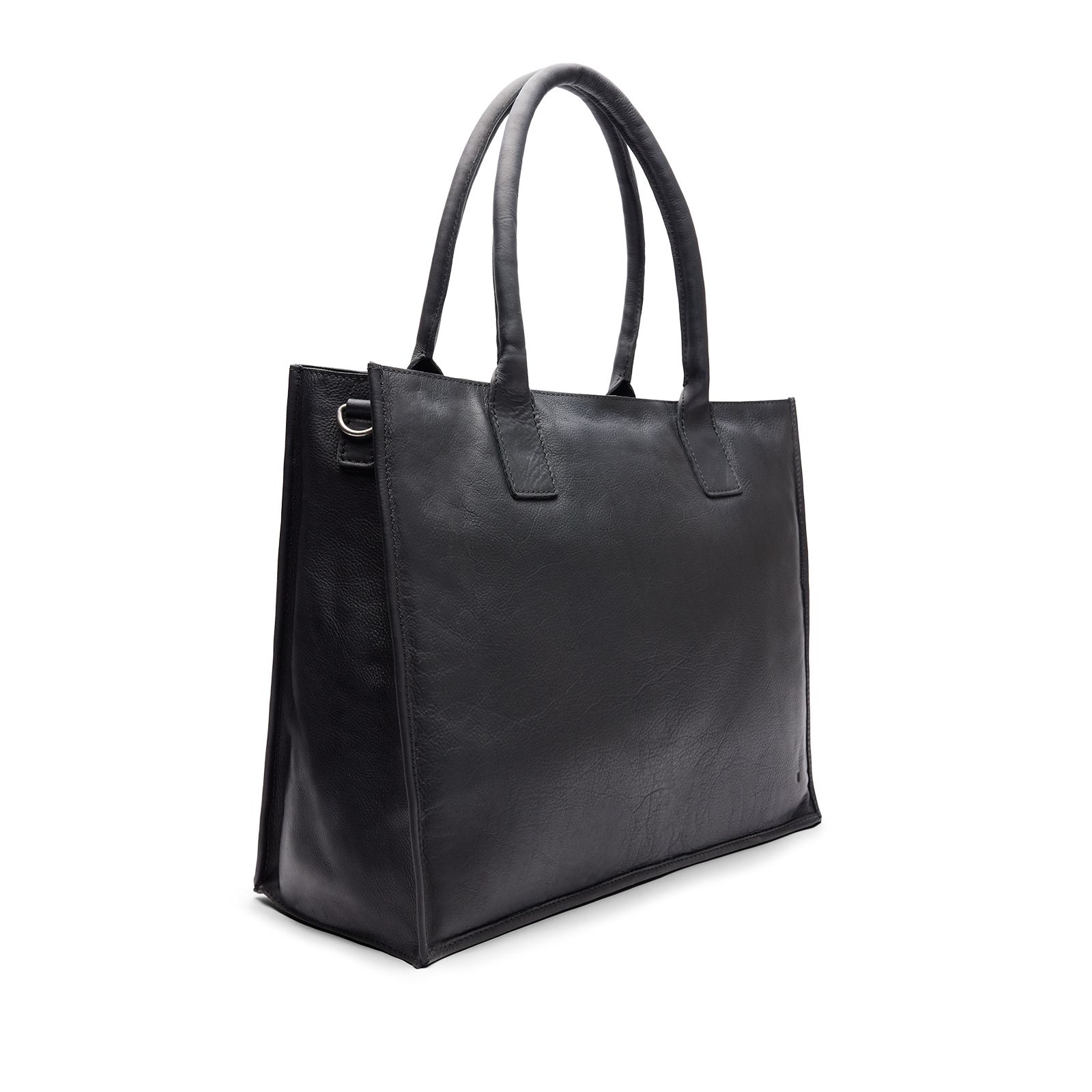 Zwarte leren shopper