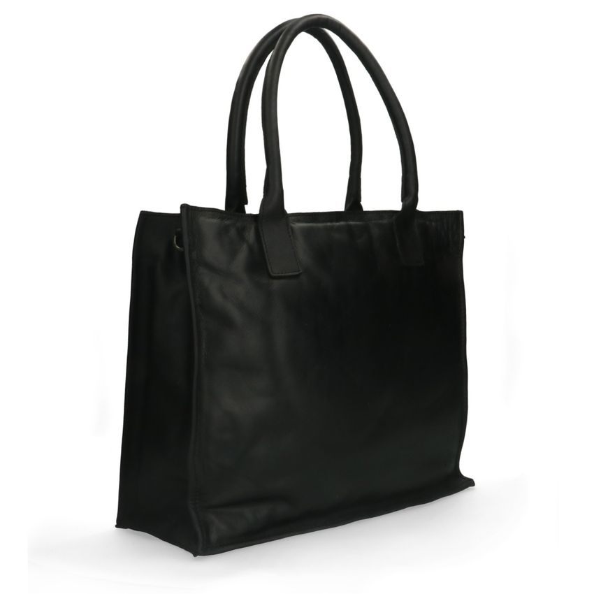 Zwarte leren shopper