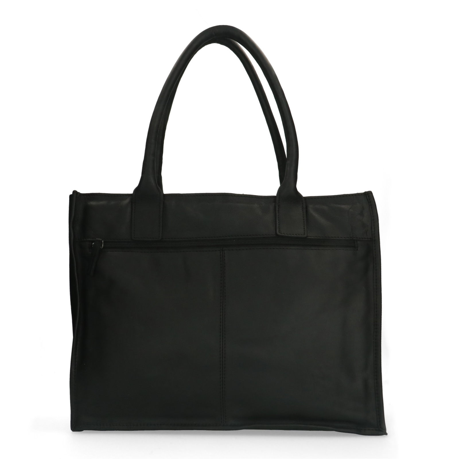 Zwarte leren shopper