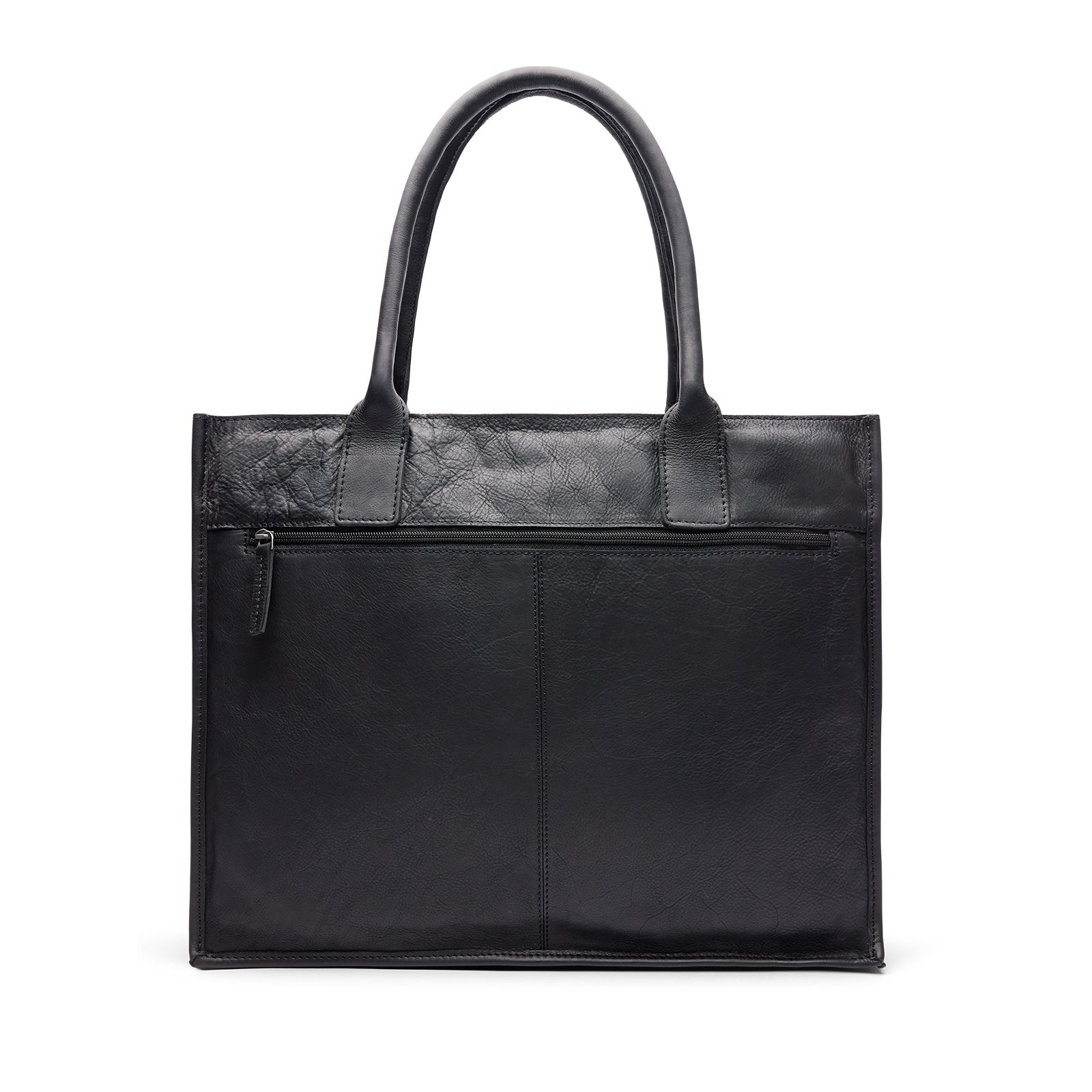 Zwarte leren shopper
