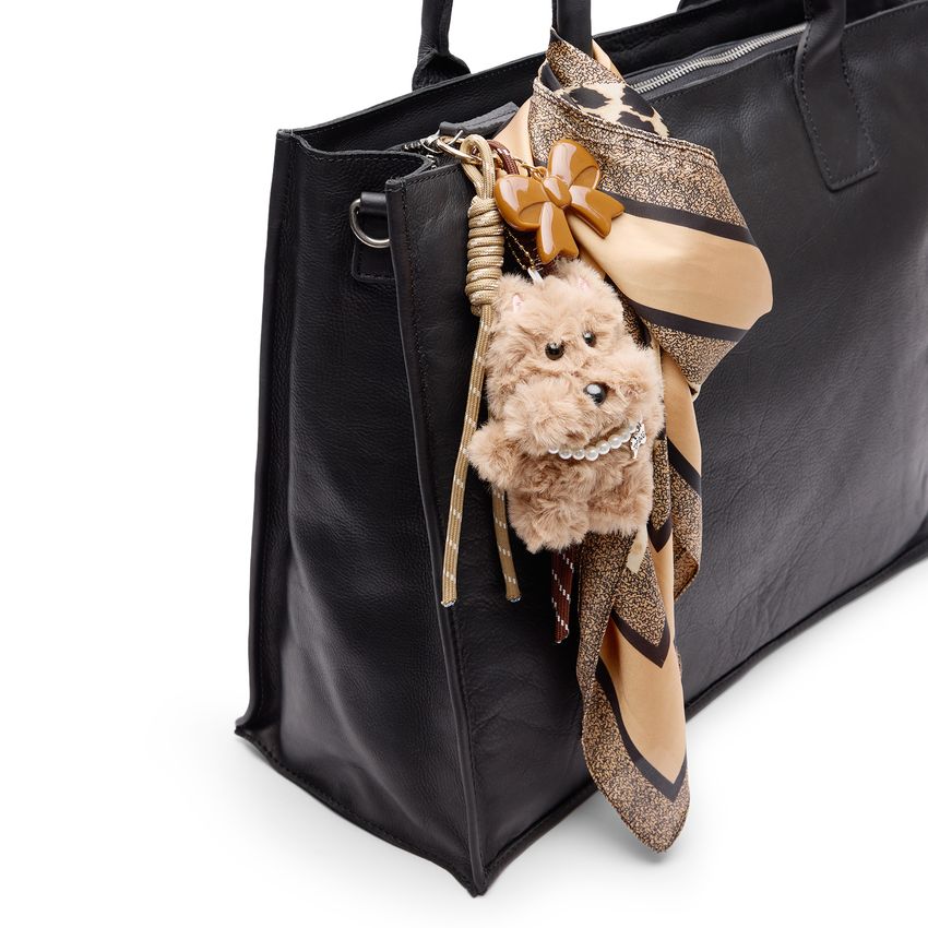 Zwarte leren shopper