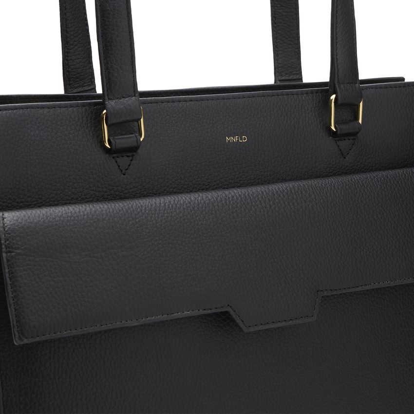 Schwarzer Ledershopper mit Seitenfach