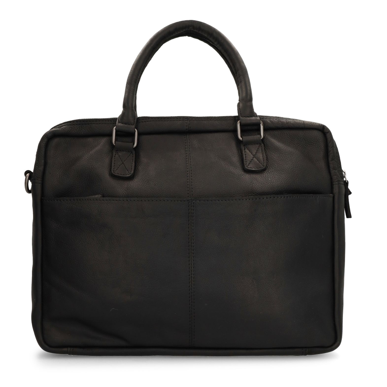 18 inch- zwarte leren laptoptas