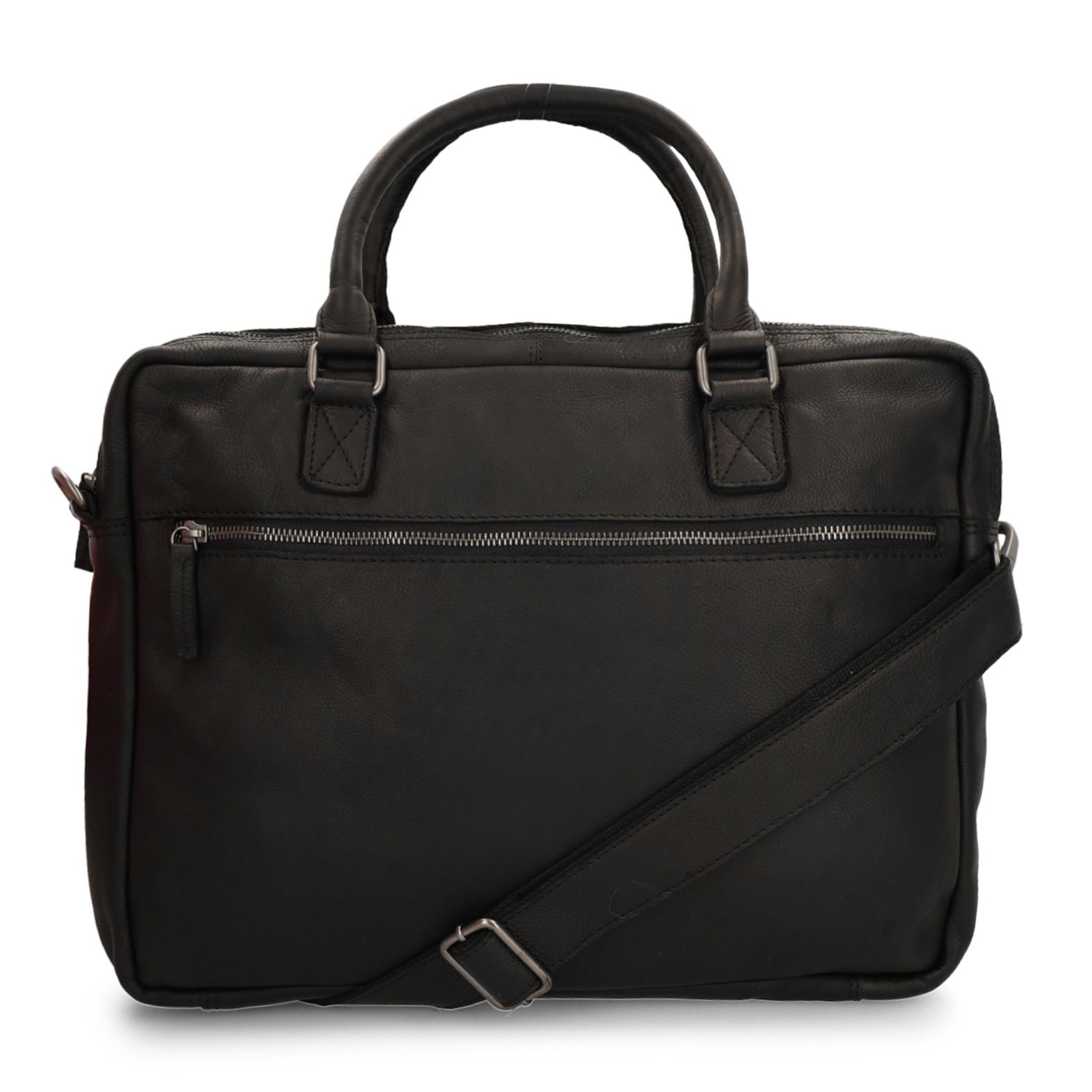 18 inch- zwarte leren laptoptas
