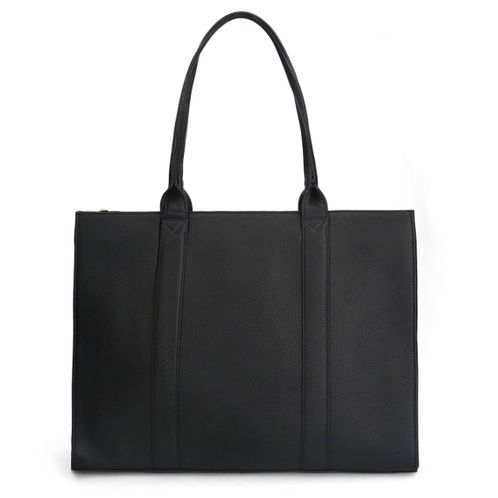 18 inch zwarte leren shopper