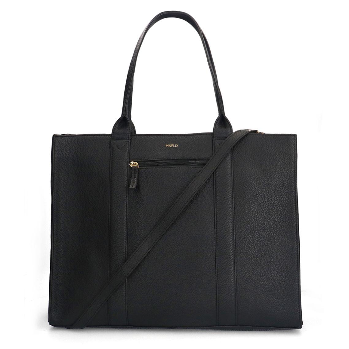 18 inch zwarte leren shopper