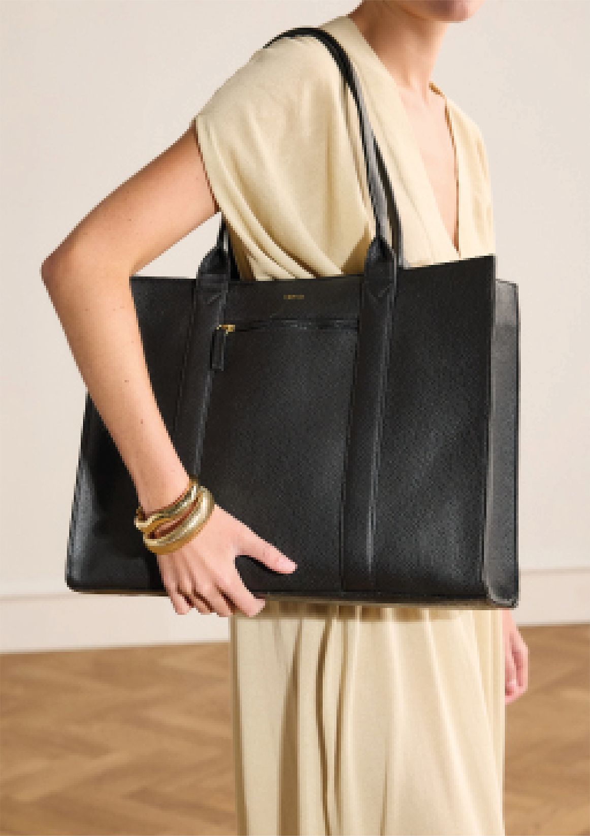 18 inch zwarte leren shopper