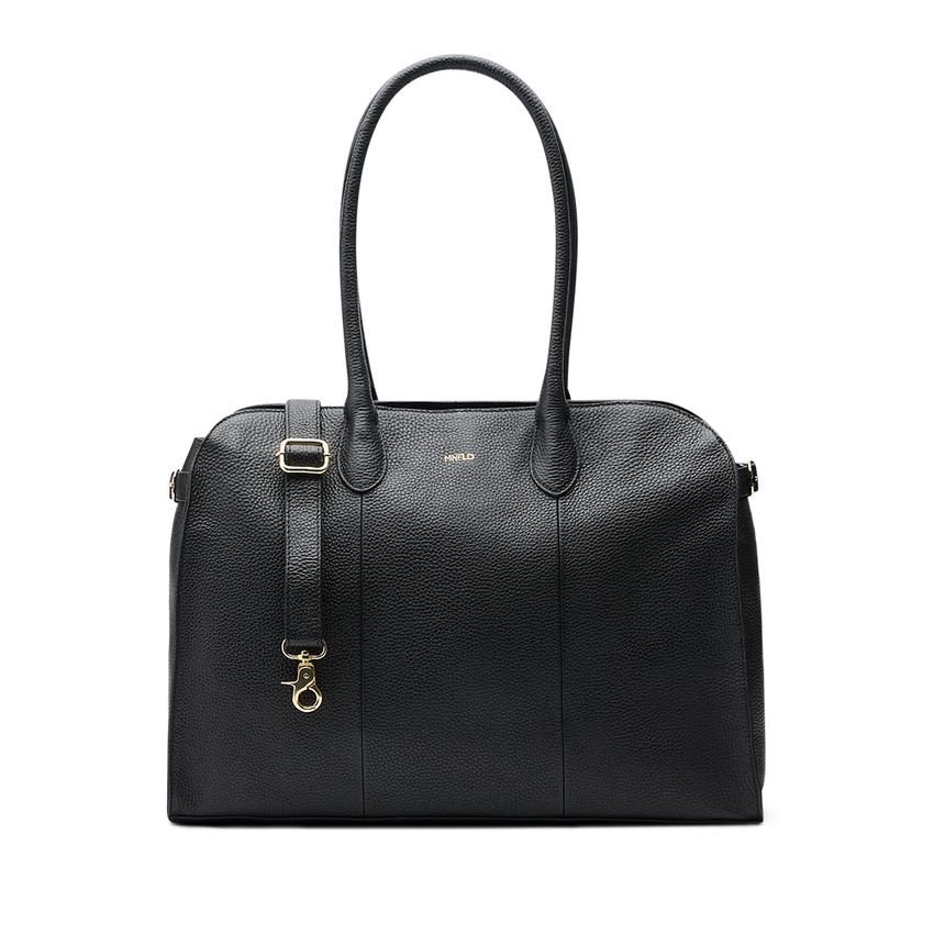 Zwarte leren shopper