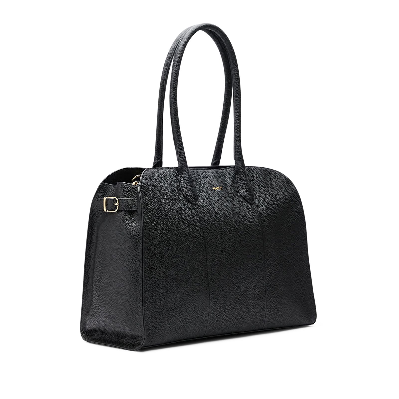 Zwarte leren shopper