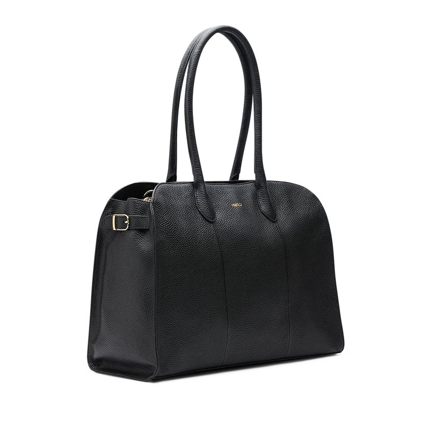 Zwarte leren shopper