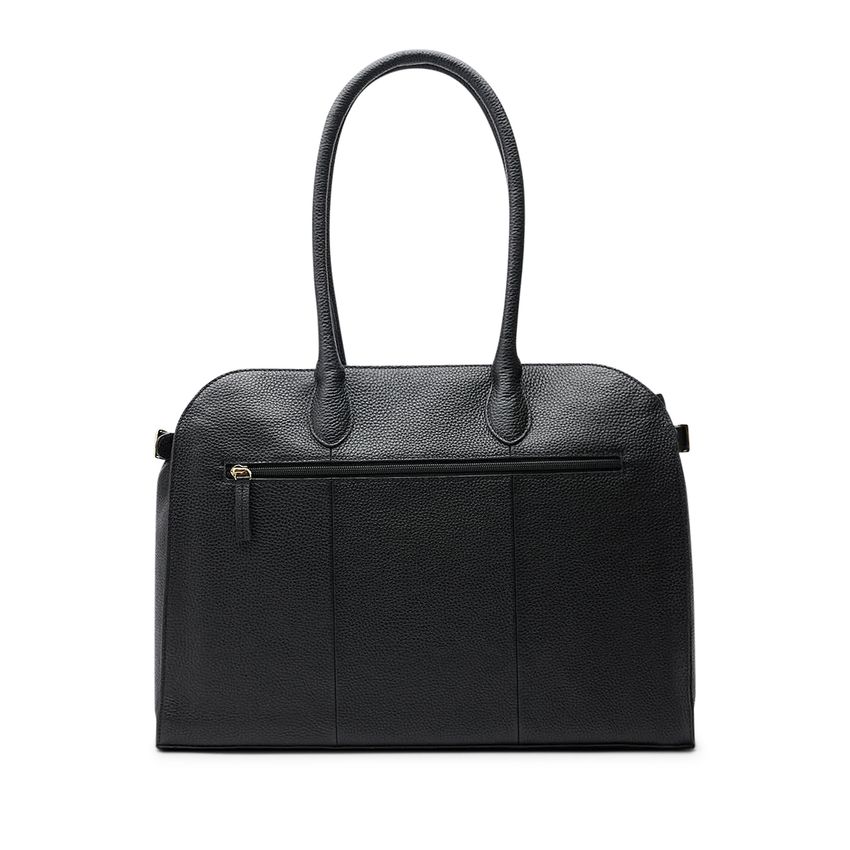 Zwarte leren shopper