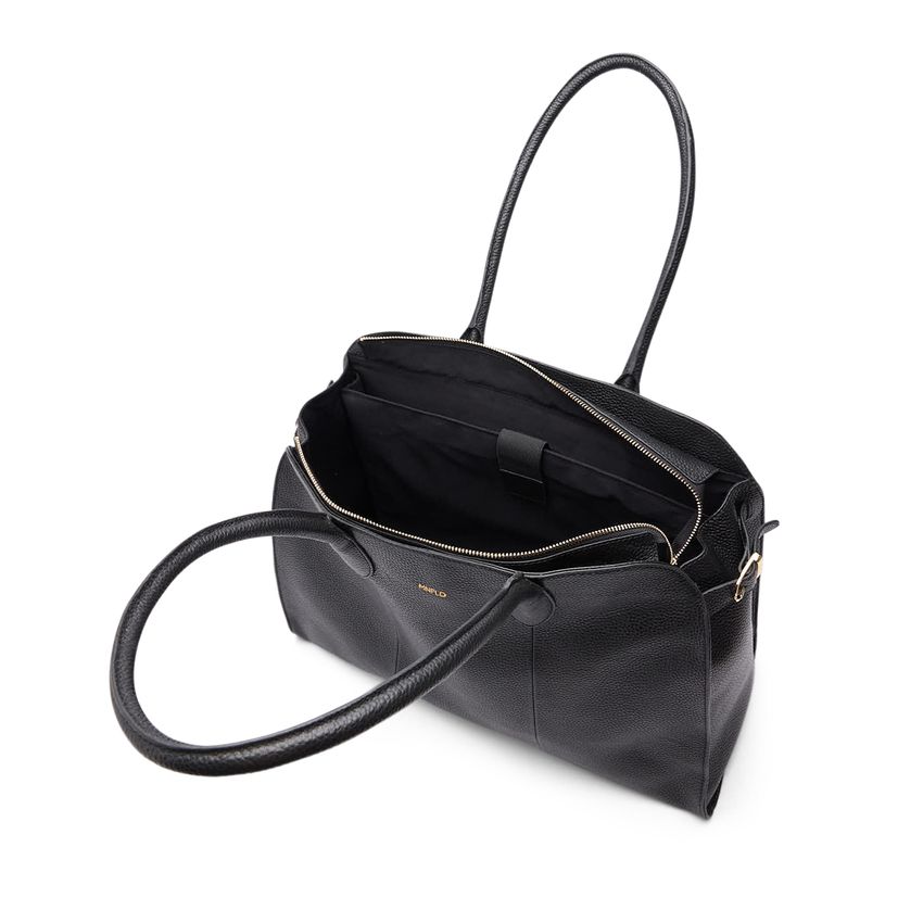 Zwarte leren shopper
