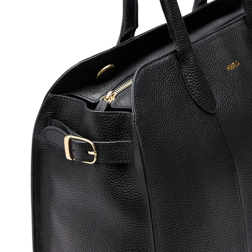 Zwarte leren shopper