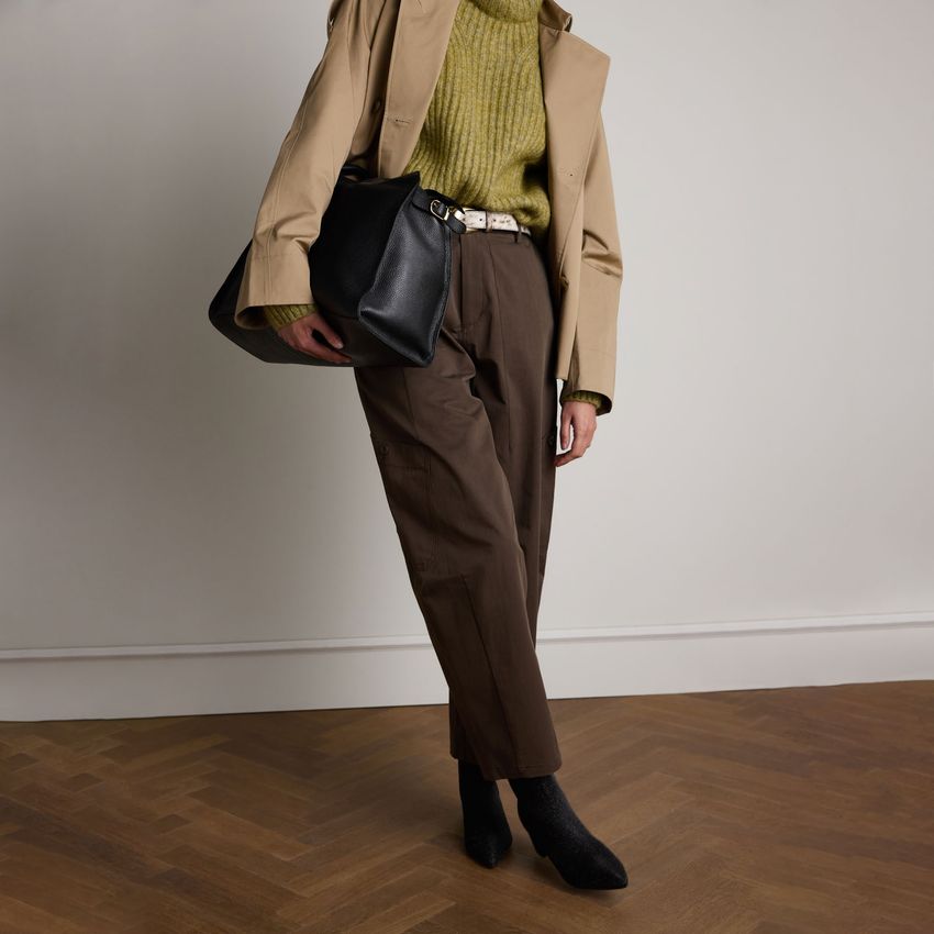 Zwarte leren shopper