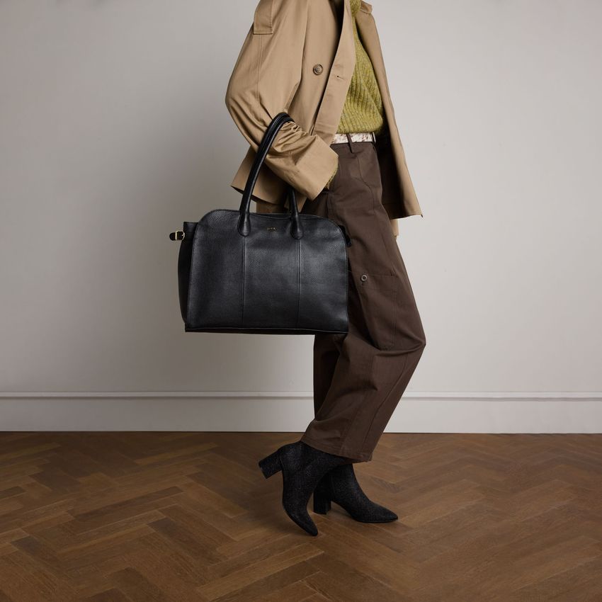Zwarte leren shopper