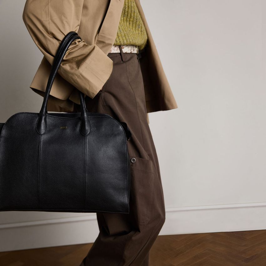 Zwarte leren shopper
