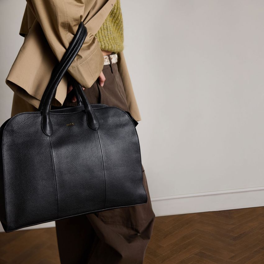 Zwarte leren shopper