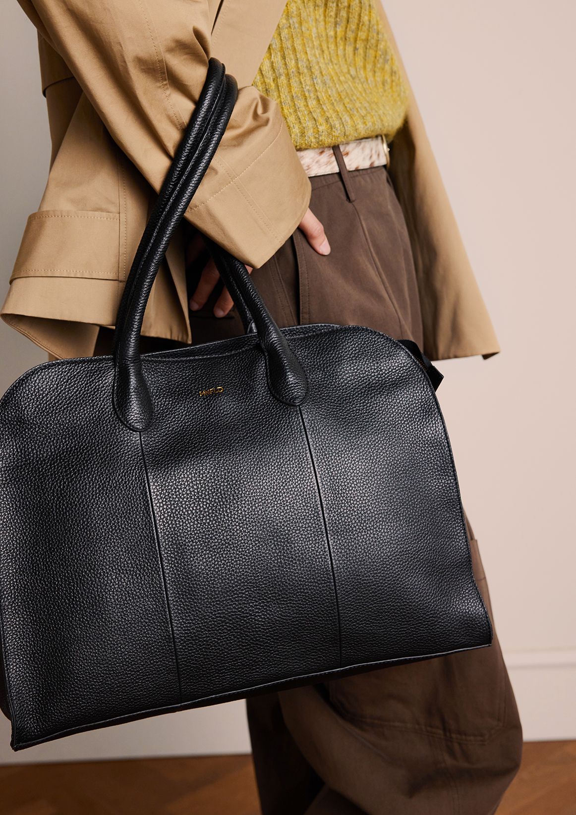 Schwarzer Ledershopper