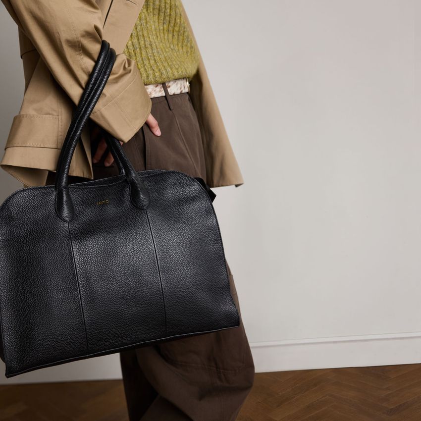 Zwarte leren shopper