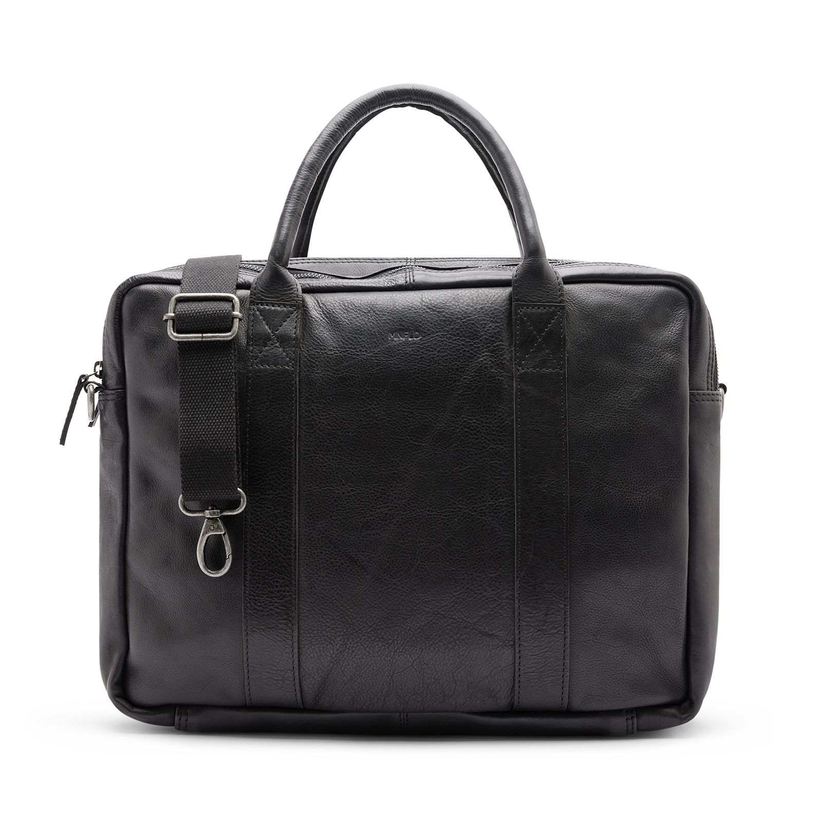 18 inch zwarte leren laptoptas