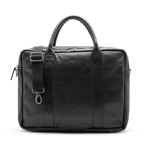 18 inch zwarte leren laptoptas