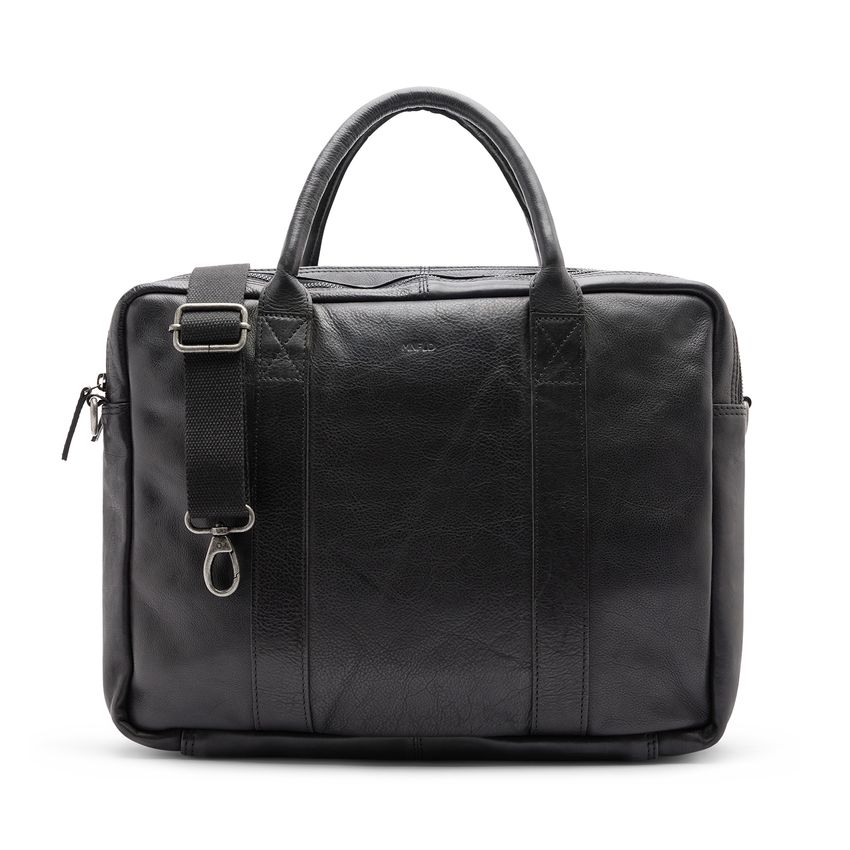 18 inch zwarte leren laptoptas