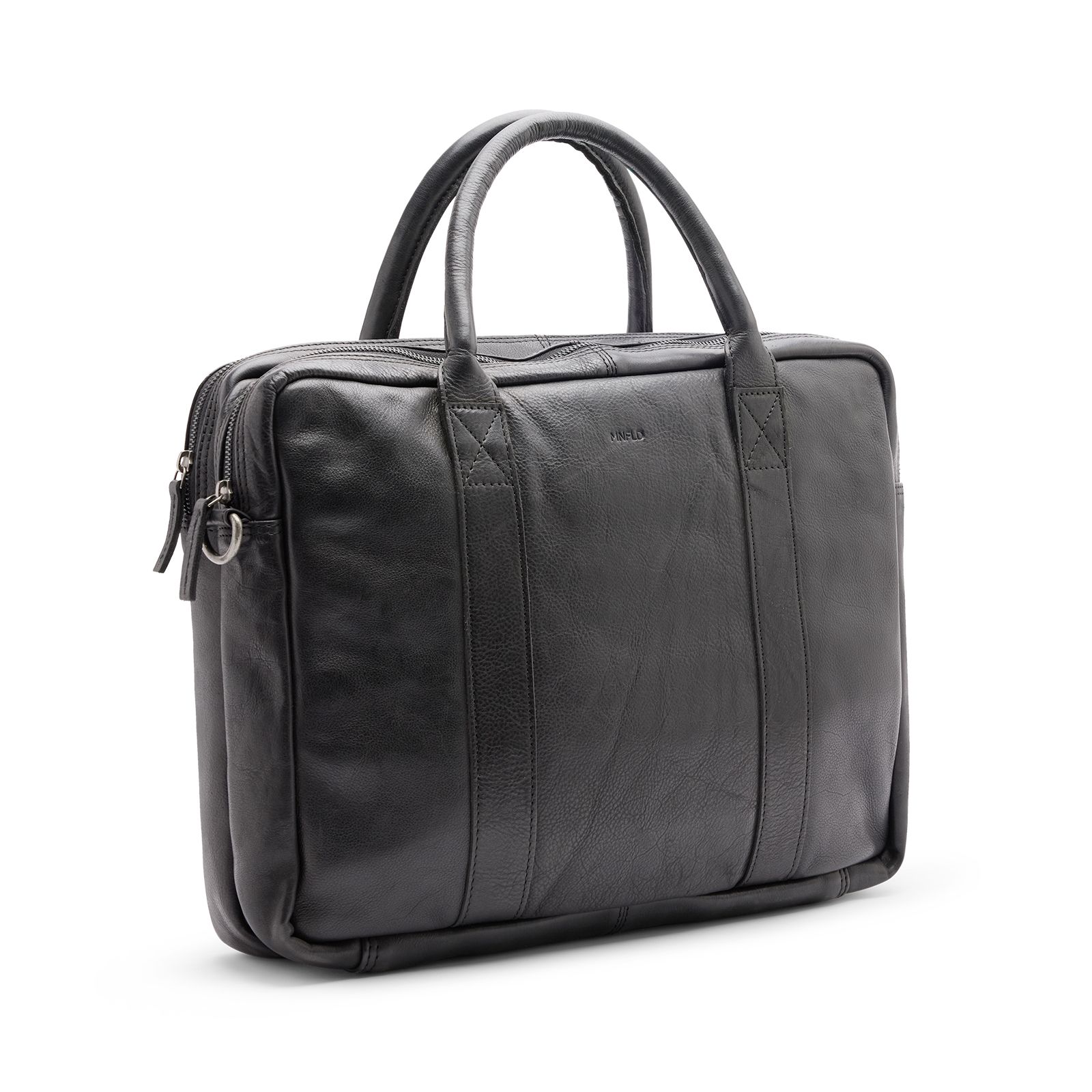 18 inch zwarte leren laptoptas