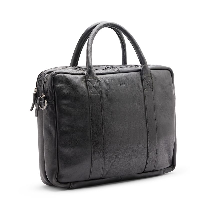 18 inch zwarte leren laptoptas