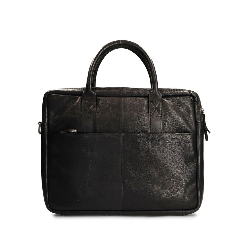 Zwarte leren laptoptas