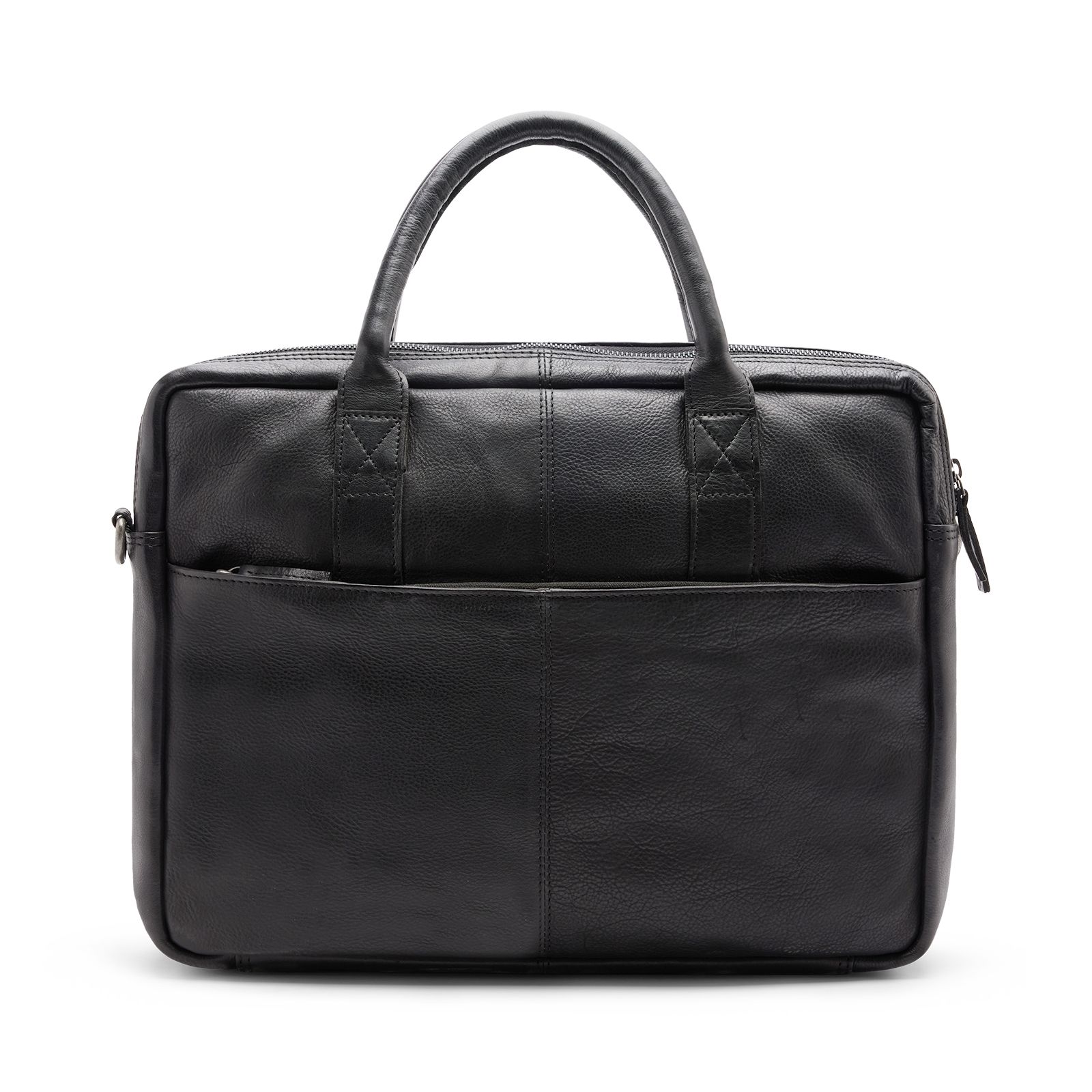 18 inch zwarte leren laptoptas