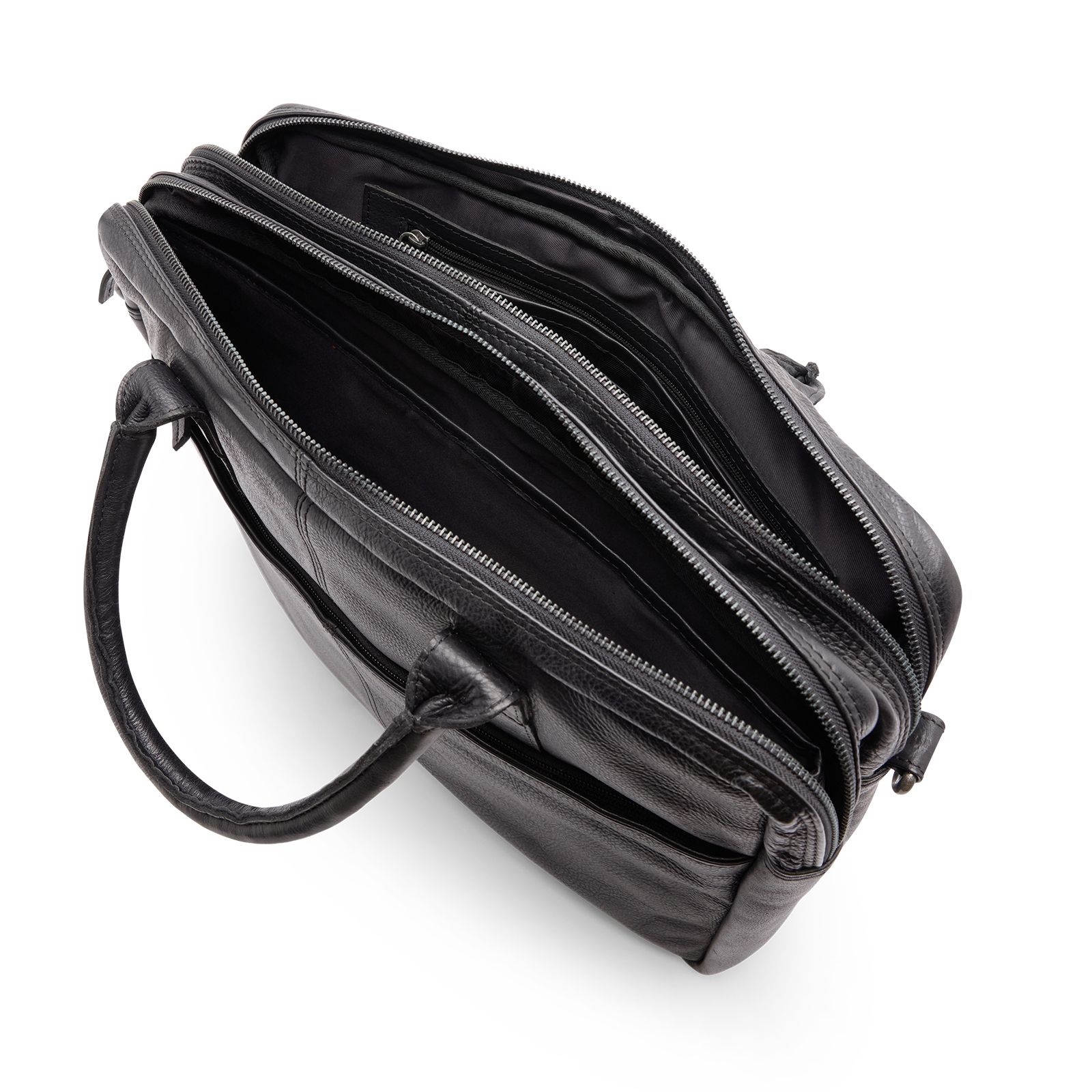 18 inch zwarte leren laptoptas