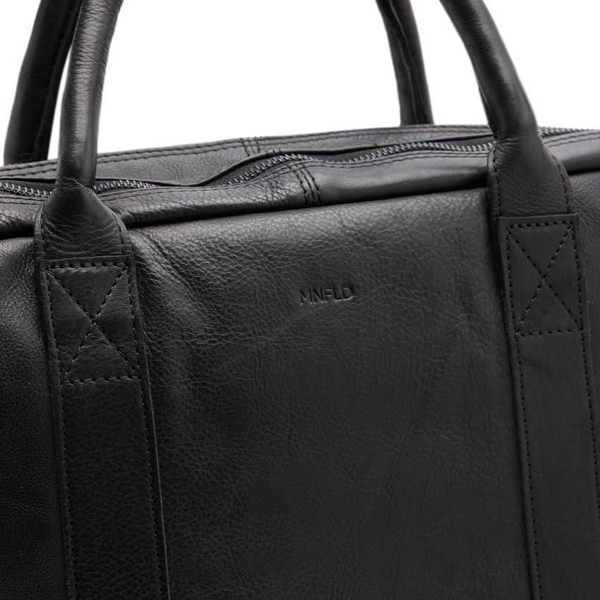 18 inch zwarte leren laptoptas