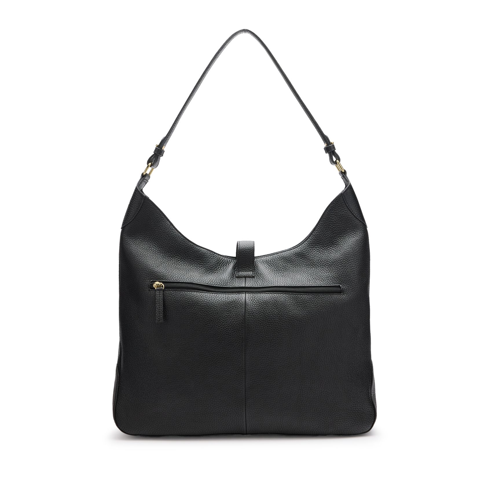 Schwarzer Ledershopper mit goldfarbener Schnalle