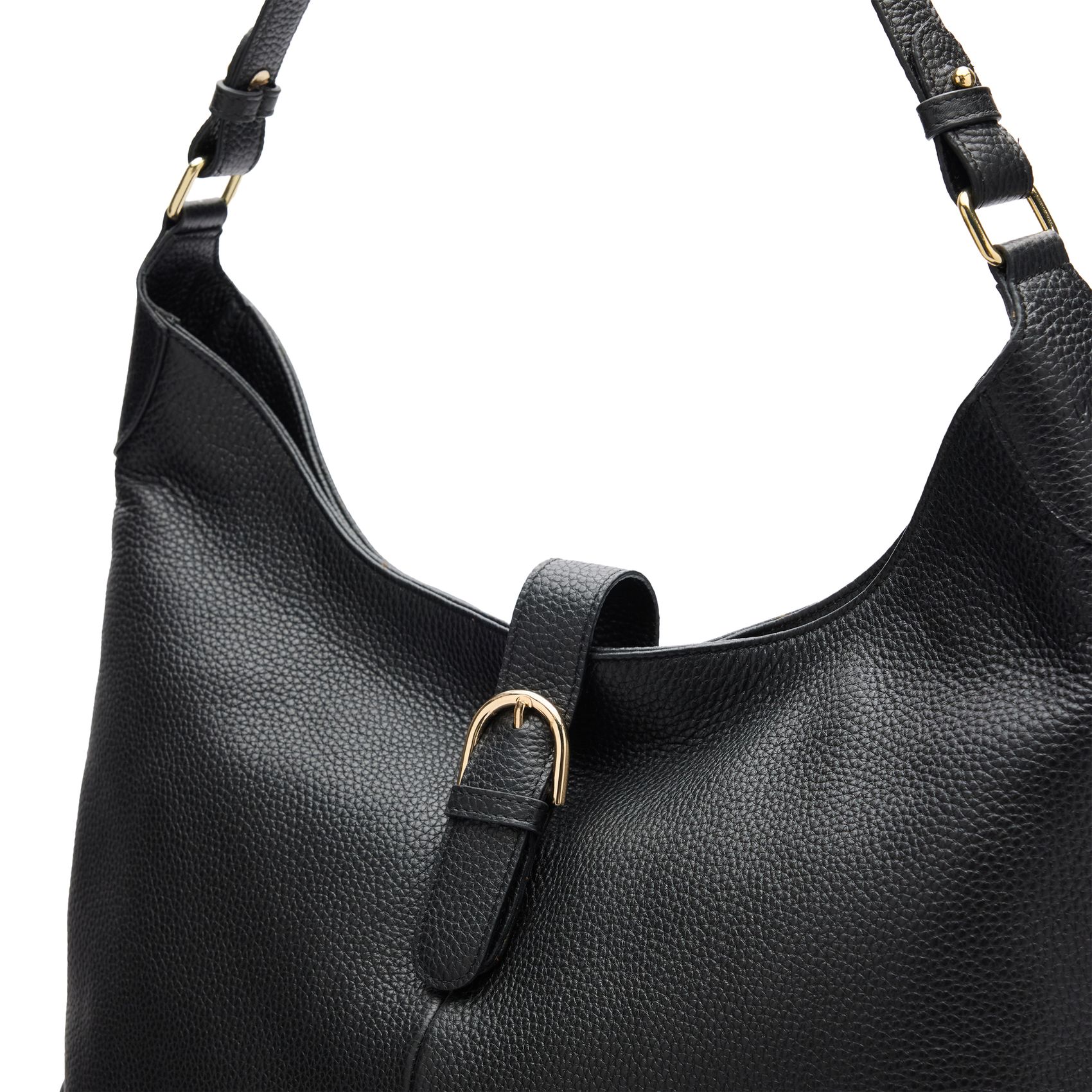 Schwarzer Ledershopper mit goldfarbener Schnalle