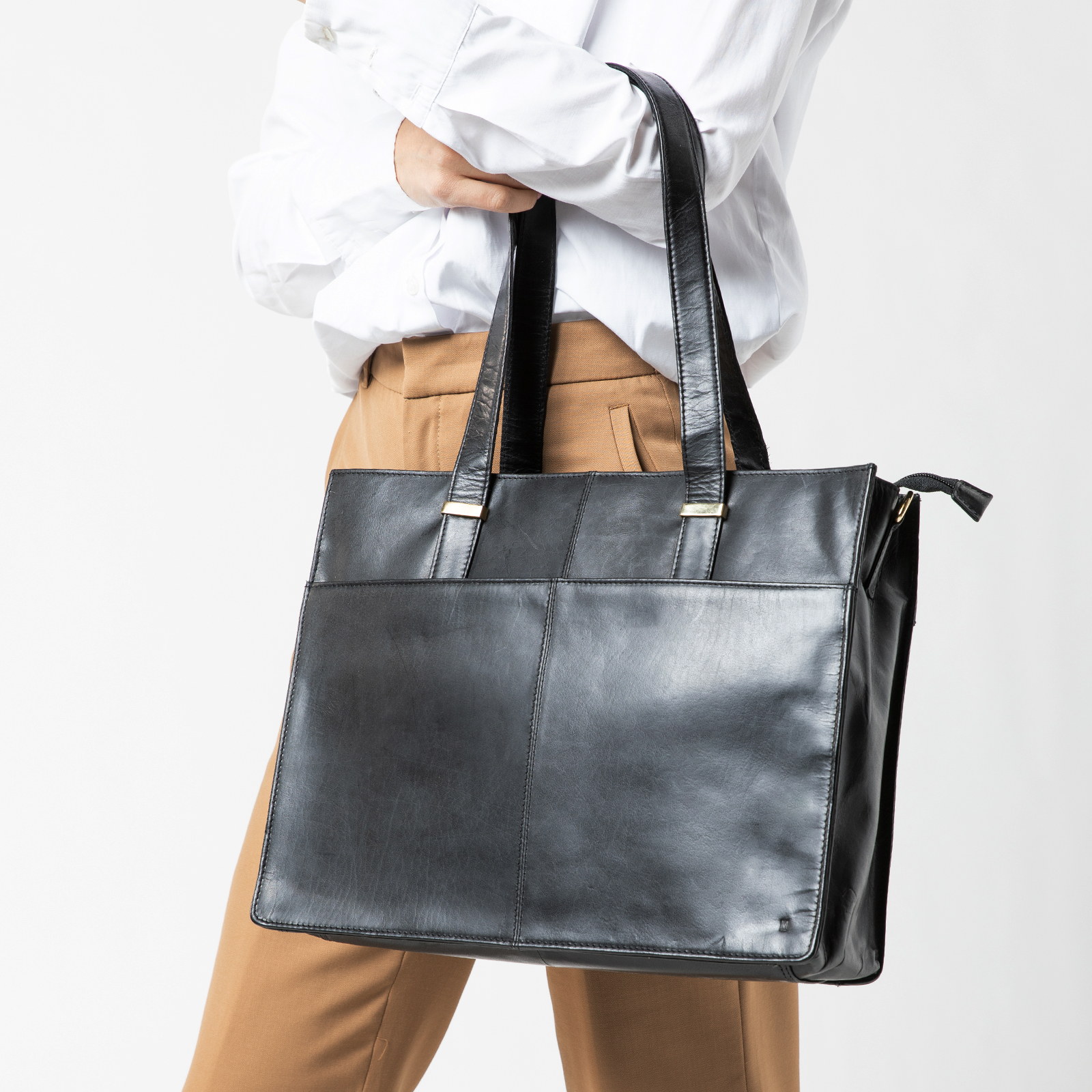 Zwarte shopper met rits new arrivals