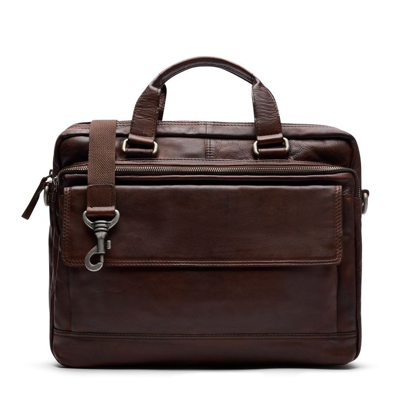 16 inch bruine leren laptoptas