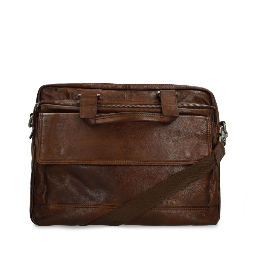 Bruine leren laptoptas
