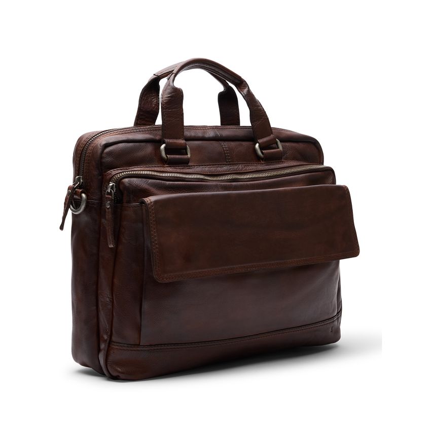 16 inch bruine leren laptoptas