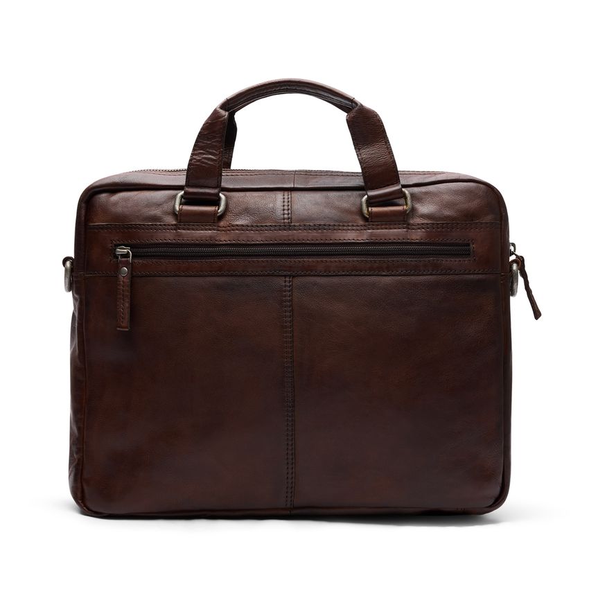 16 inch bruine leren laptoptas