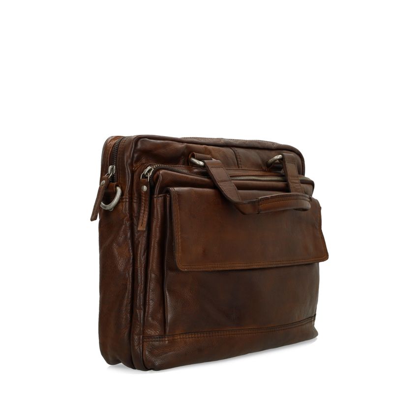 Bruine leren laptoptas